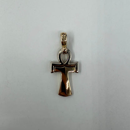 CIONDOLO ORO 18KT BICOLOR Croce Egizia 5.57 gr