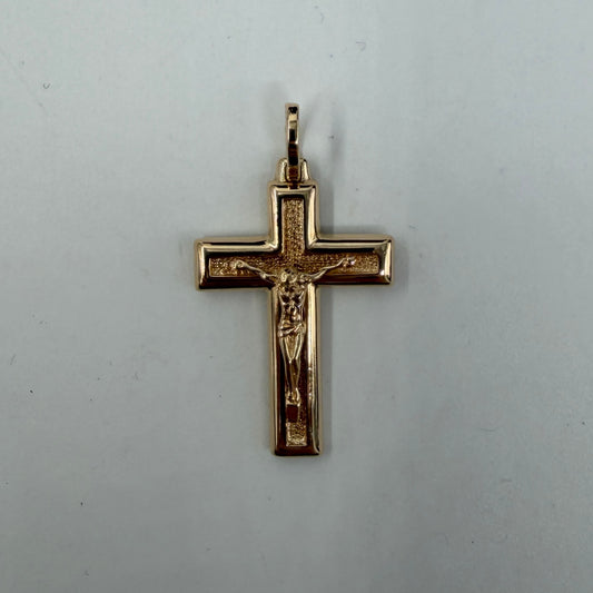 CIONDOLO ORO 18KT GIALLO Croce Con Corpo in Rilievo 3.34 gr