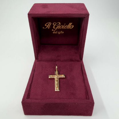 CIONDOLO ORO 18KT GIALLO Croce Con Corpo in Rilievo 3.34 gr