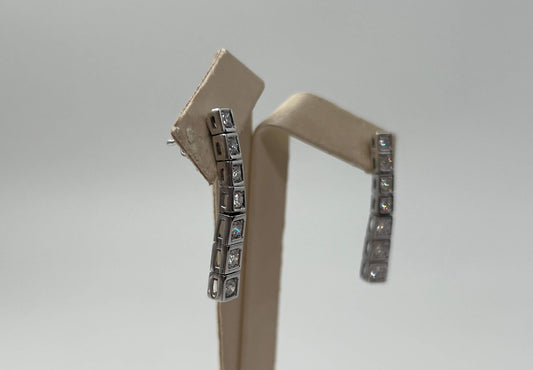 COPPIA DI ORECCHINI ORO 18KT BIANCO CON DIAMANTI