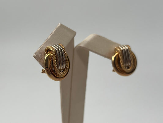 COPPIA DI ORECCHINI ORO 18KT BICOLOR